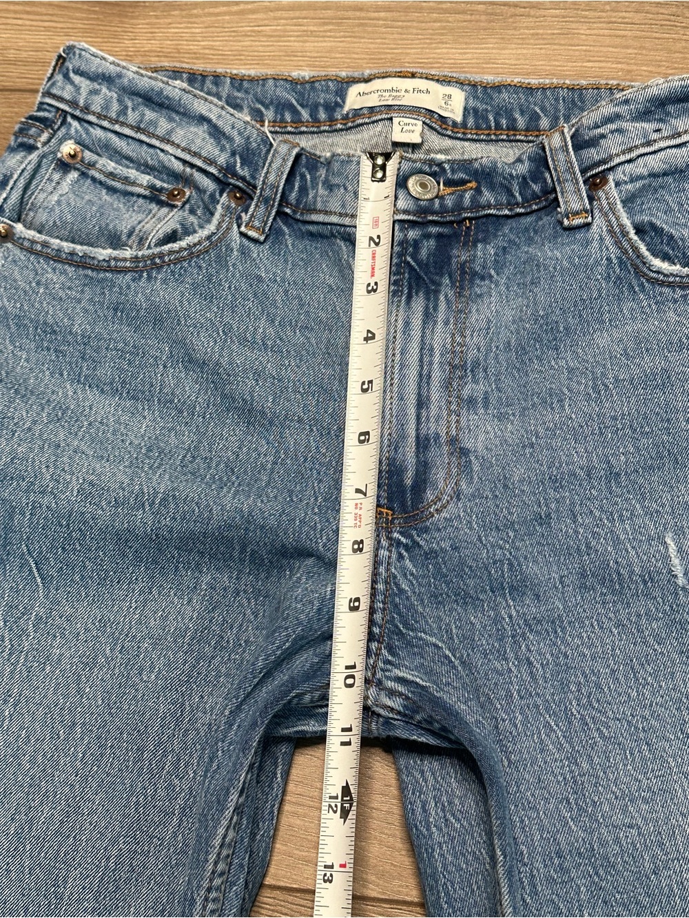 Abercrombie & Fitch The Baggy Low Rise Curve Love Stretch Blue Jeans Size 28 - Picture 9 of 11